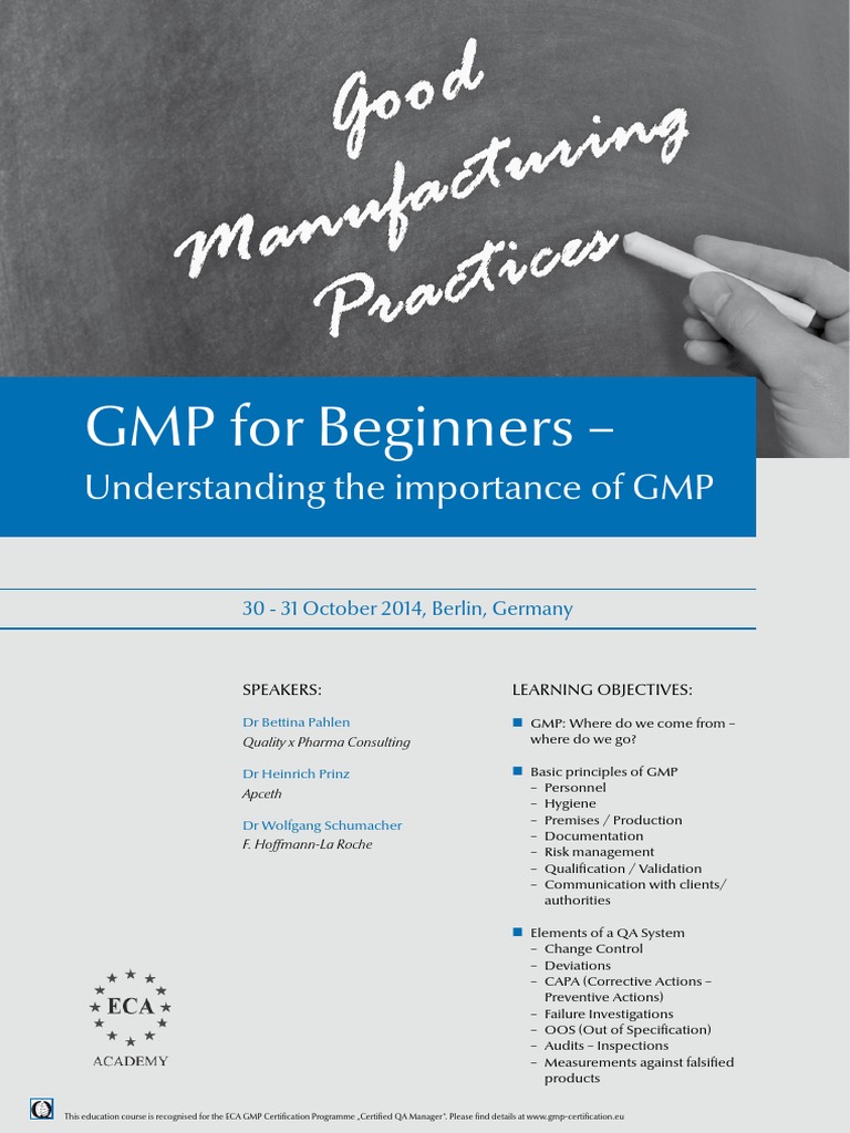 ECA GMP Beginners 2014 | PDF | Verification And Validation | Quality