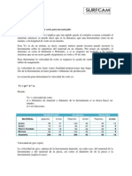 Calculo de Velocidades para Mecanizado