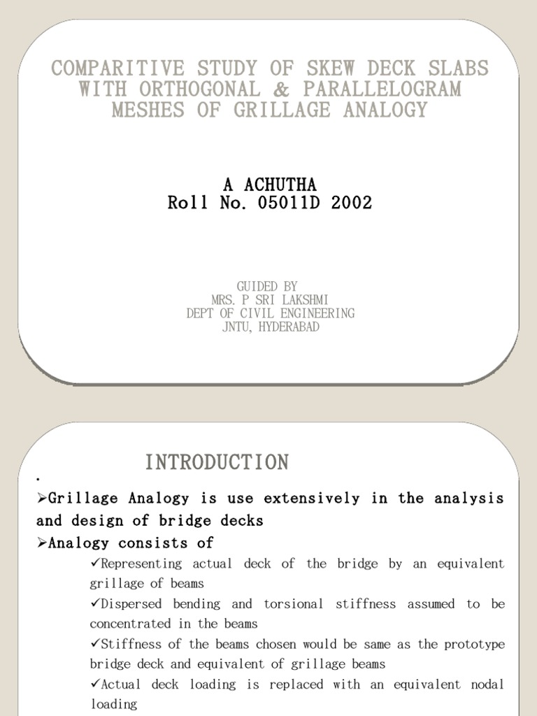 Grillage Analysis of Skew Deck Slabs | PDF | Bridge | Beam (Structure)