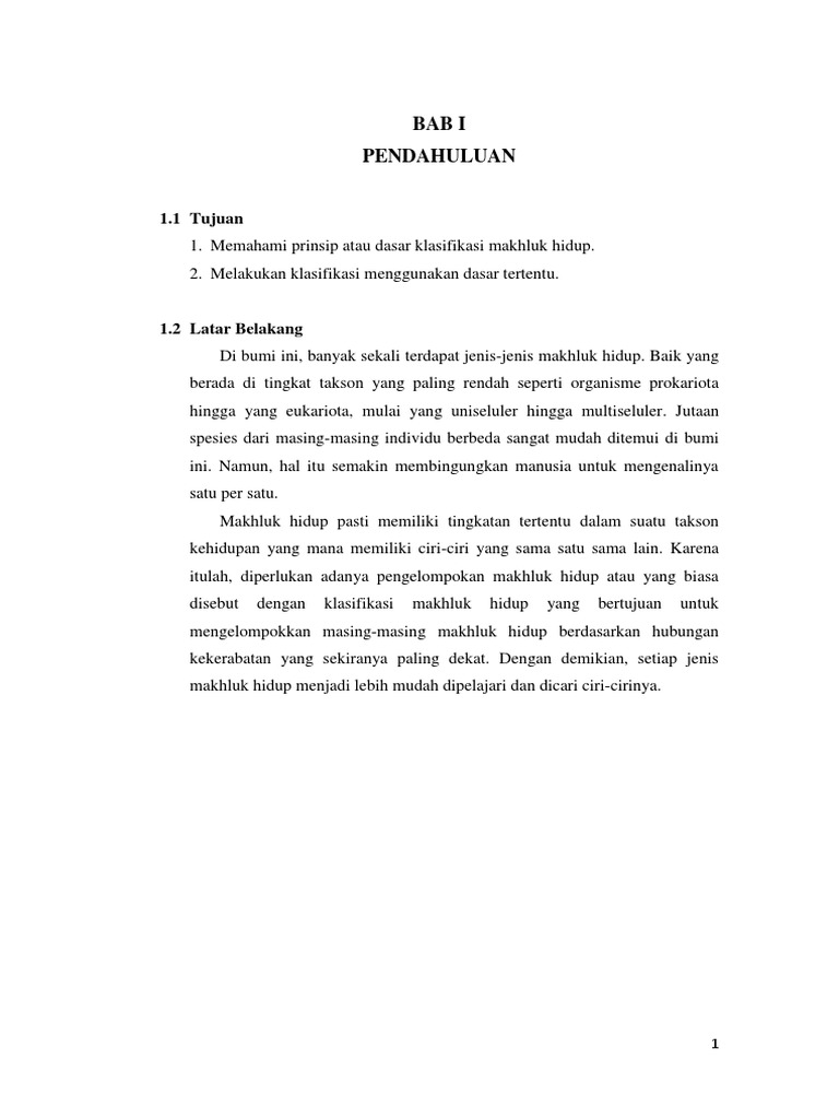 Dasar Klasifikasi Makhluk Hidup