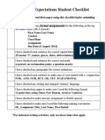 Writing Expectations Student Checklist: Formal Assignments