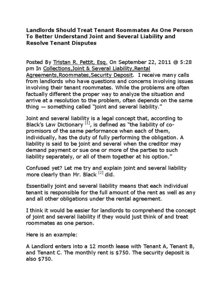 Better Understand Joint and Several Liability | Lease | Leasehold Estate