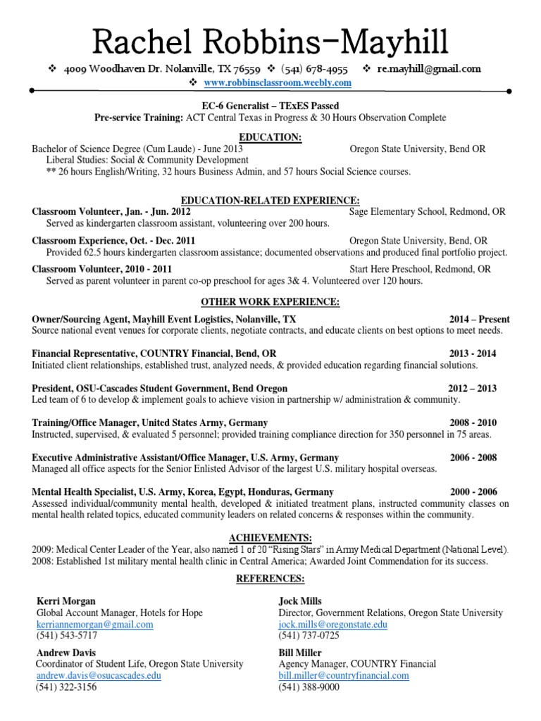 Resume For Act Pdf Volunteering Mental Health