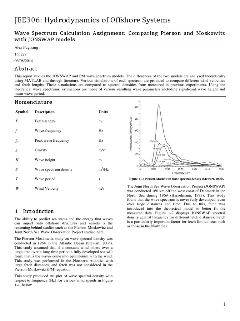 JONSWAP vs. Pierson-Moskowitz Spectra | PDF | Spectral Density | Waves