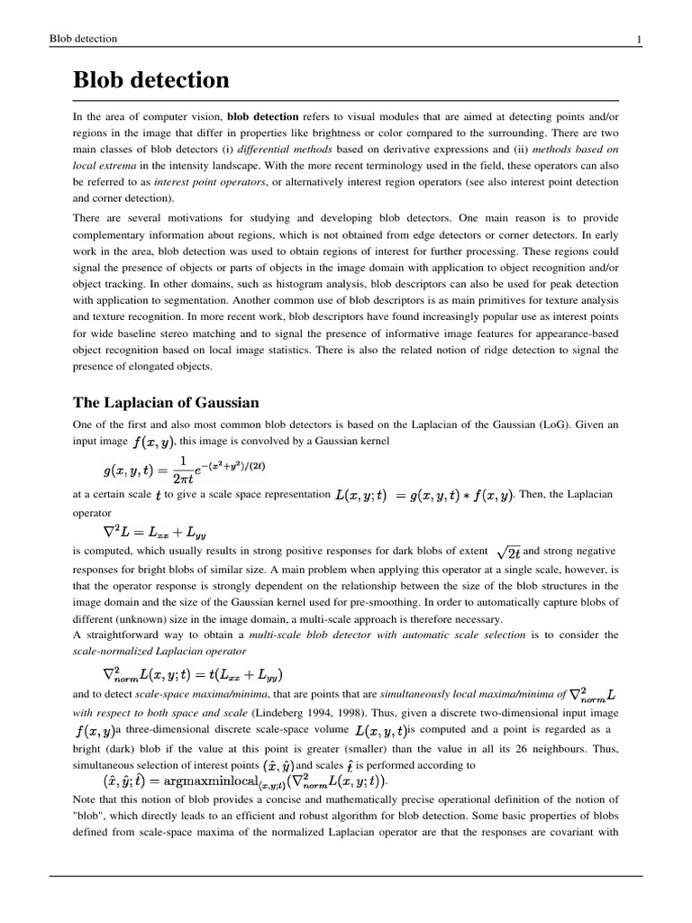 Blob Detection PDF | PDF | Computer Vision | Optics