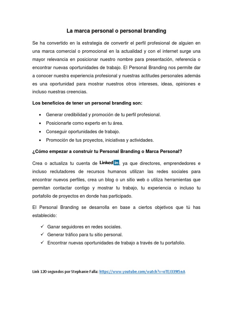 La Marca Personal o Personal Branding | PDF | Gestión de la marca ...