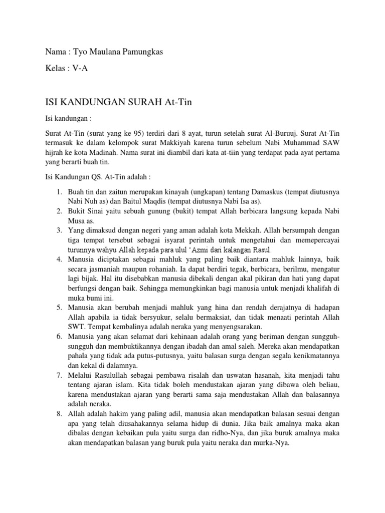 Surat At Tin Termasuk Kedalam Surah