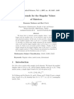 Some Bounds For The Singular Values of Matrices: Applied Mathematical Sciences, Vol. 1, 2007, No. 49, 2443 - 2449