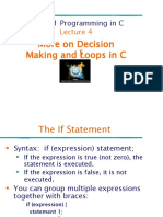 More On Decision Making and Loops in C