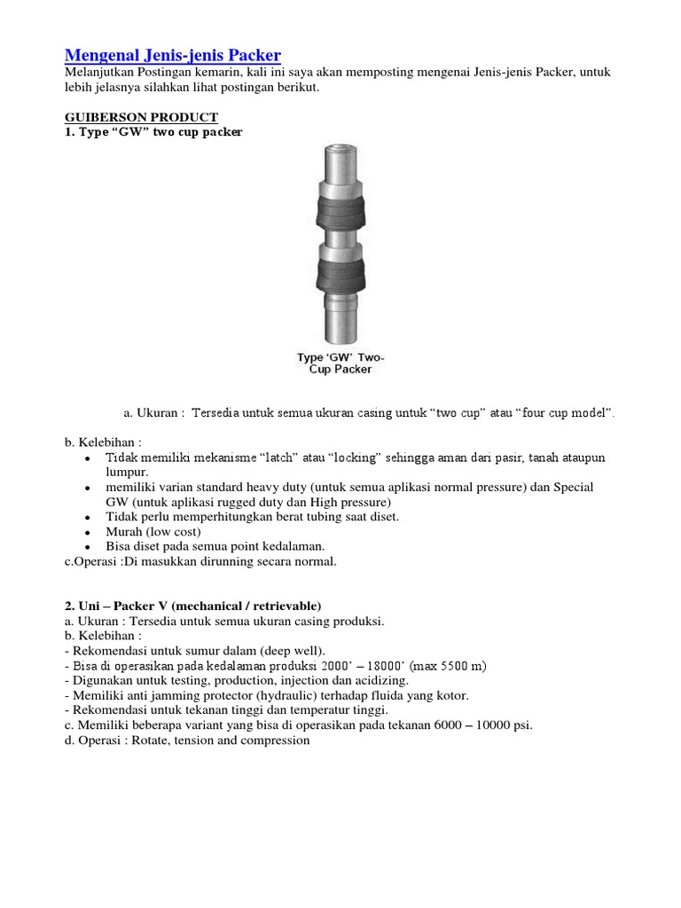 Jenis-Jenis Packer dalam Minyak dan Gas | PDF | Komputer | Teknologi ...