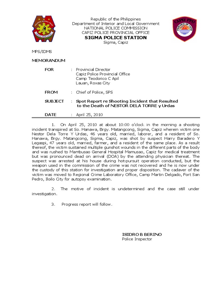 society memorandum of pdf Spot Incident Doa Government Report Shooting Affidavit society memorandum of pdf Spot Incident Doa Government Report Shooting Affidavit