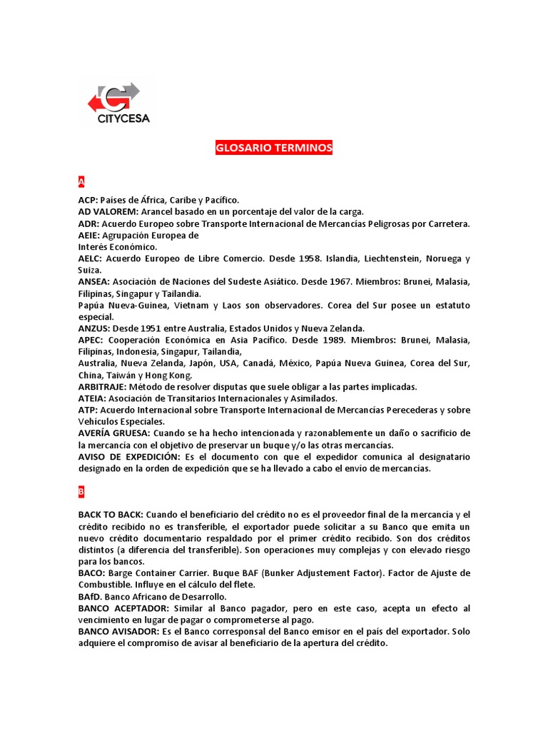 GLOSARIO Letter Of Credit