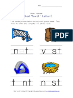 Short Vowel e Worksheet PDF
