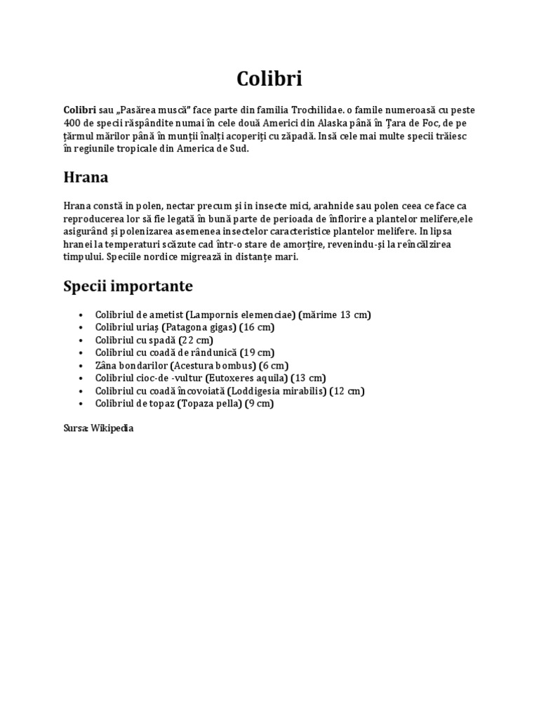 Colibri | PDF