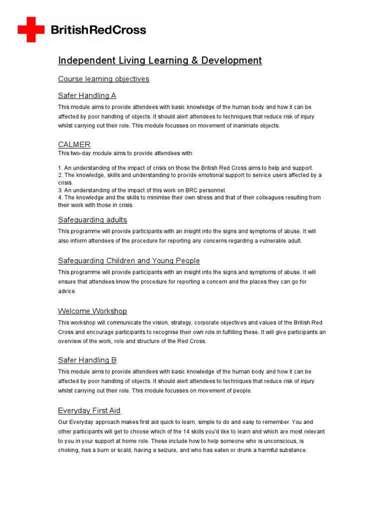 Red Cross Training for Volunteers | PDF