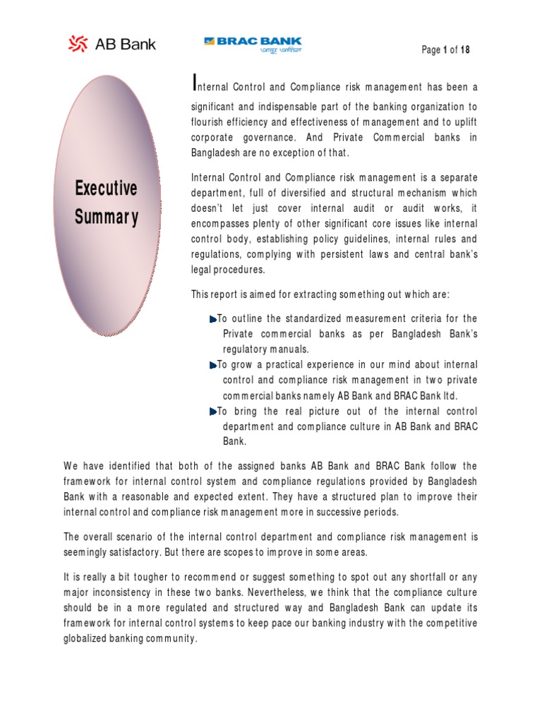 Internal Control & Compliance in Banks | PDF | Regulatory Compliance ...