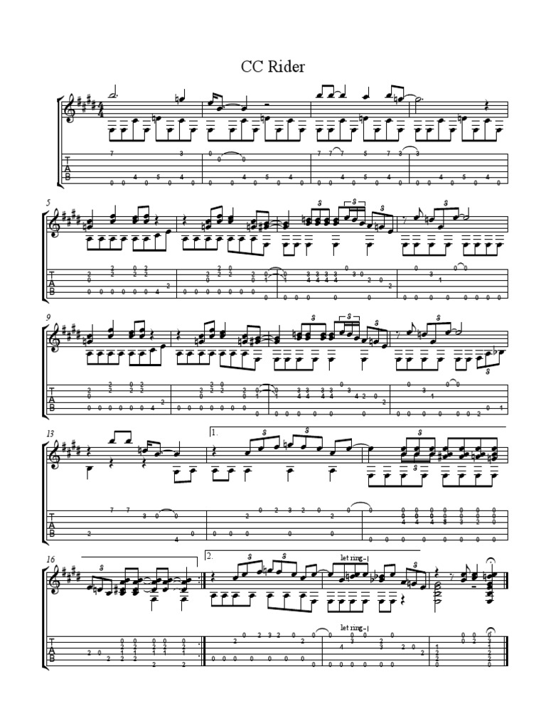 CC Rider Musical Notation Guide | PDF