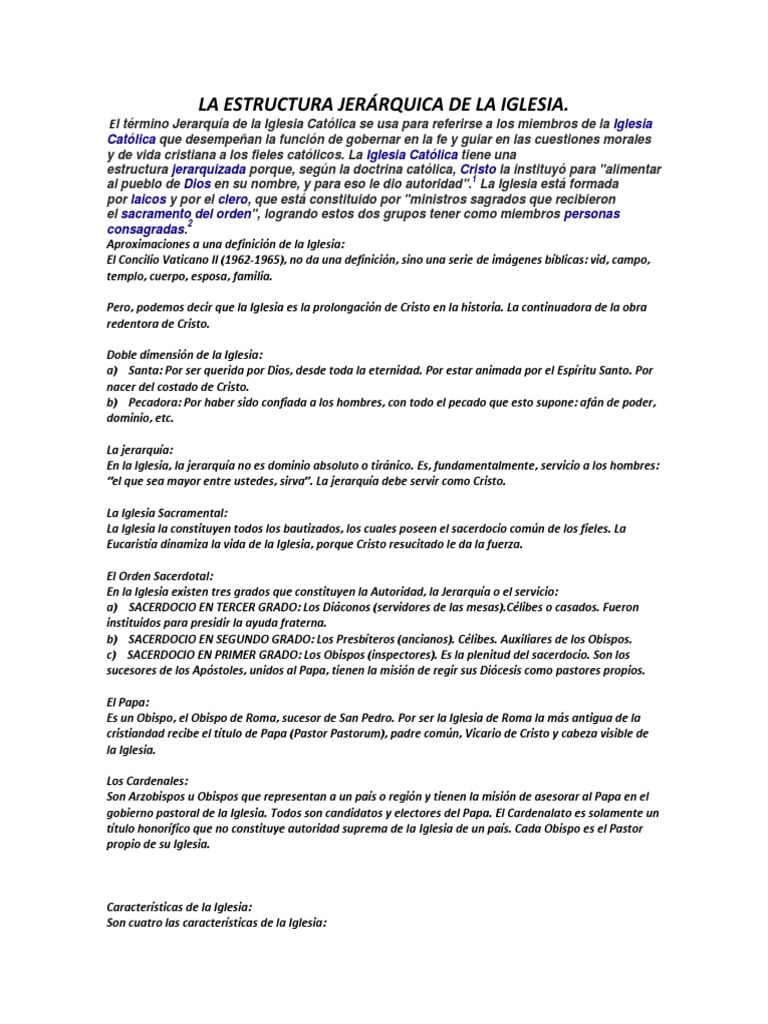 Estructura Jerárquica de la Iglesia Católica | PDF | obispo | Iglesia ...