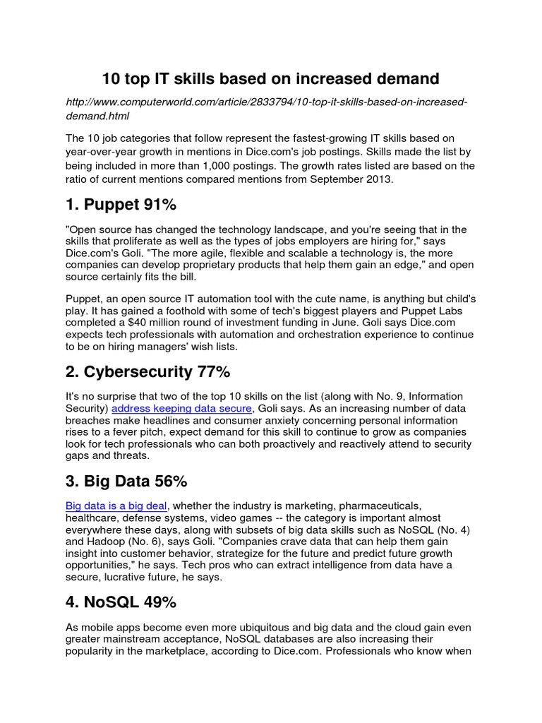 Top 10 In-Demand IT Skills 2023 | PDF | Cloud Computing | Big Data