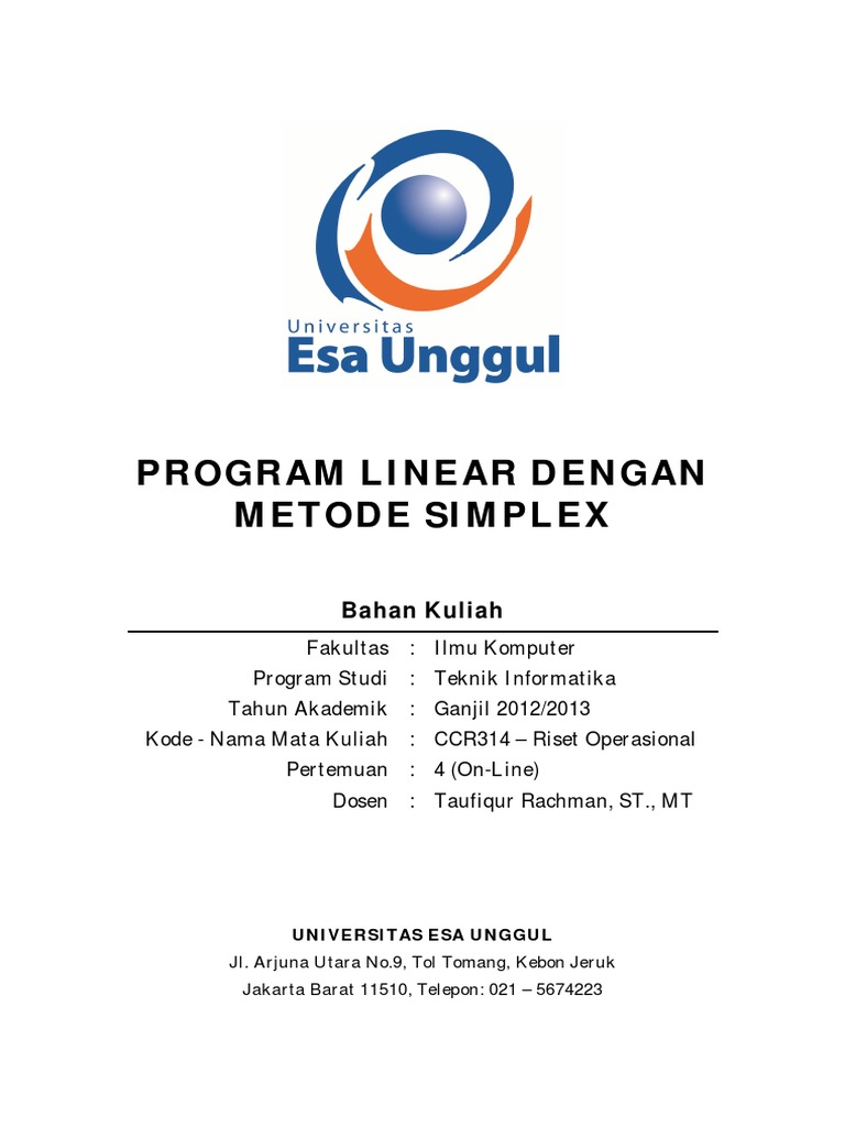 Contoh Soal Cerita Program Linear Metode Simpleks ...