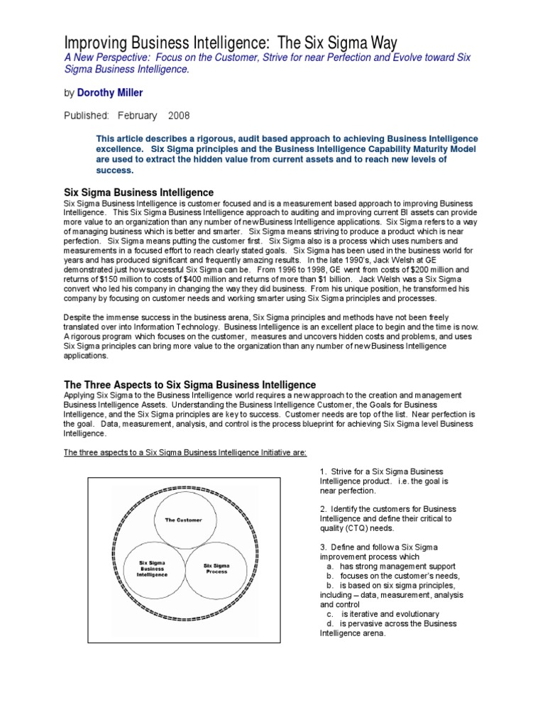 Six Sigma for Enhanced Business Intelligence | PDF | Six Sigma ...