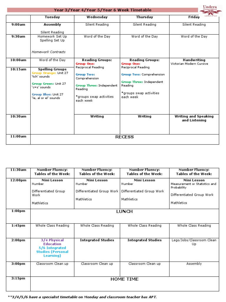 Cursive Writing Timetable for Years 3-6 | PDF