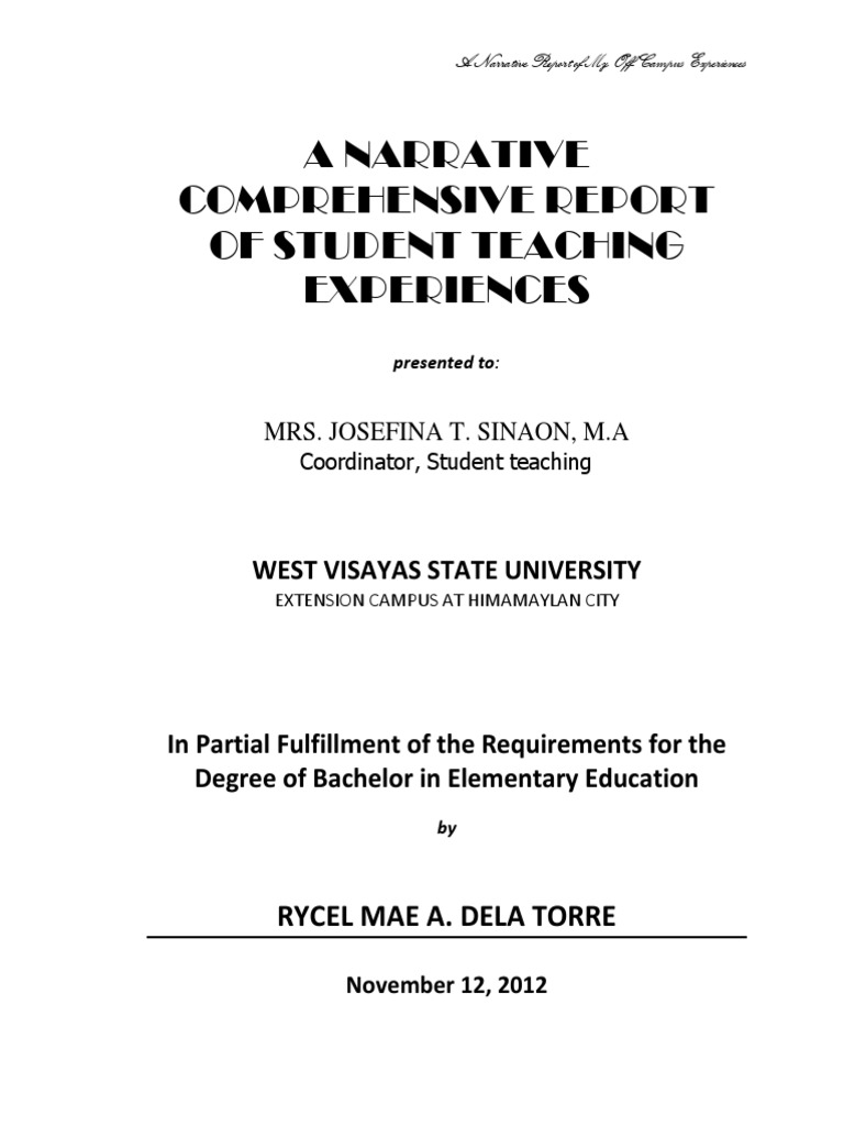 Comprehensive Narrative Report on Teaching | PDF | Curriculum | Learning
