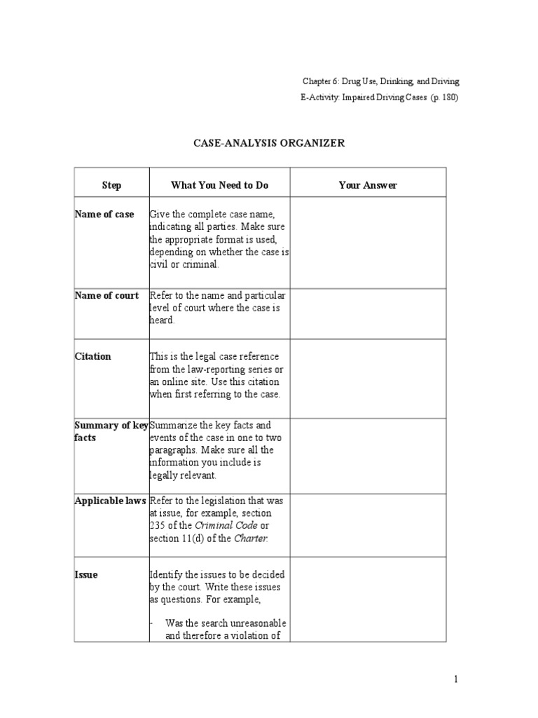 Impaired Driving Case Analysis Guide | PDF | Social Science
