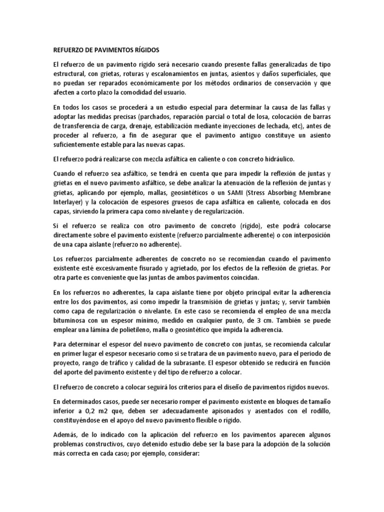 Refuerzo De Pavimentos Rígidos