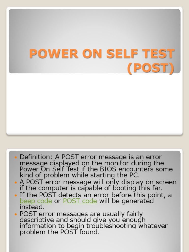 4 Power On Self Test (Post) PDF Bios X86 Architecture