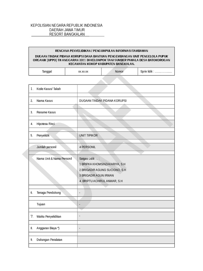 Formulir Rencana Penyelidikan | PDF