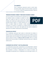 Ganancia en lazo abierto, offset, polarización y slew rate en amplificadores operacionales