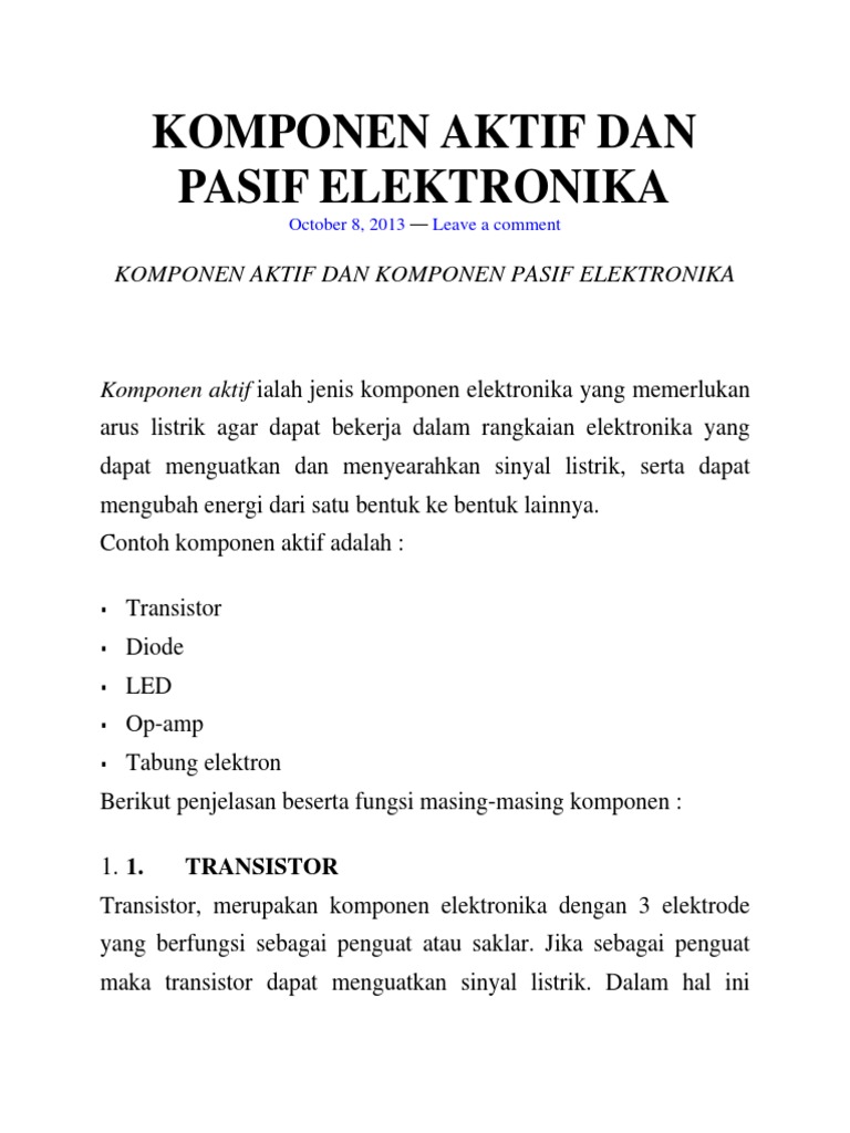 Komponen Aktif Dan Pasif Pdf