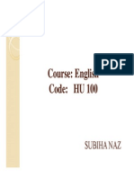 Course: English Course: English Cou Se: Gs Cou Se: Gs Code: HU 100 Code: HU 100