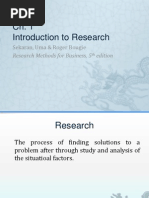 Introduction To Research: Sekaran, Uma & Roger Bougie