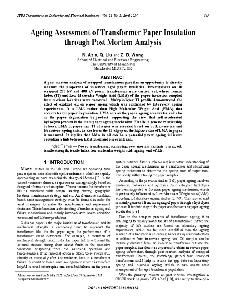 Transformer Paper Insulation Ageing Analysis | PDF | Transformer ...