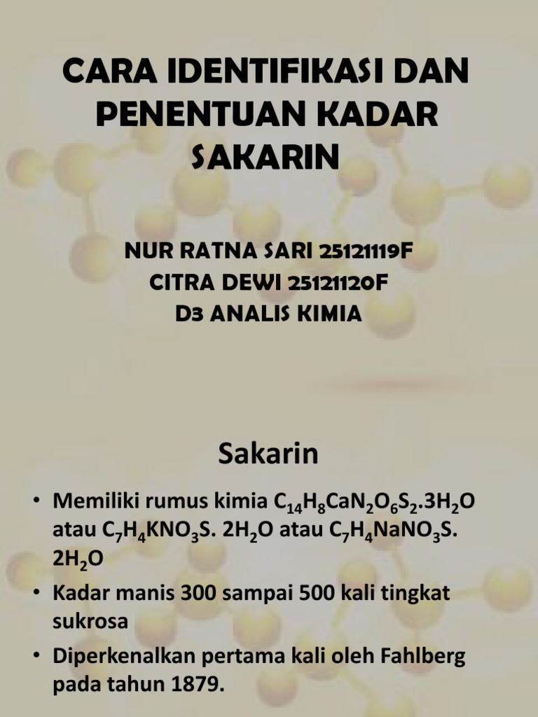 Identifikasi Kadar Sakarin dalam Minuman | PDF