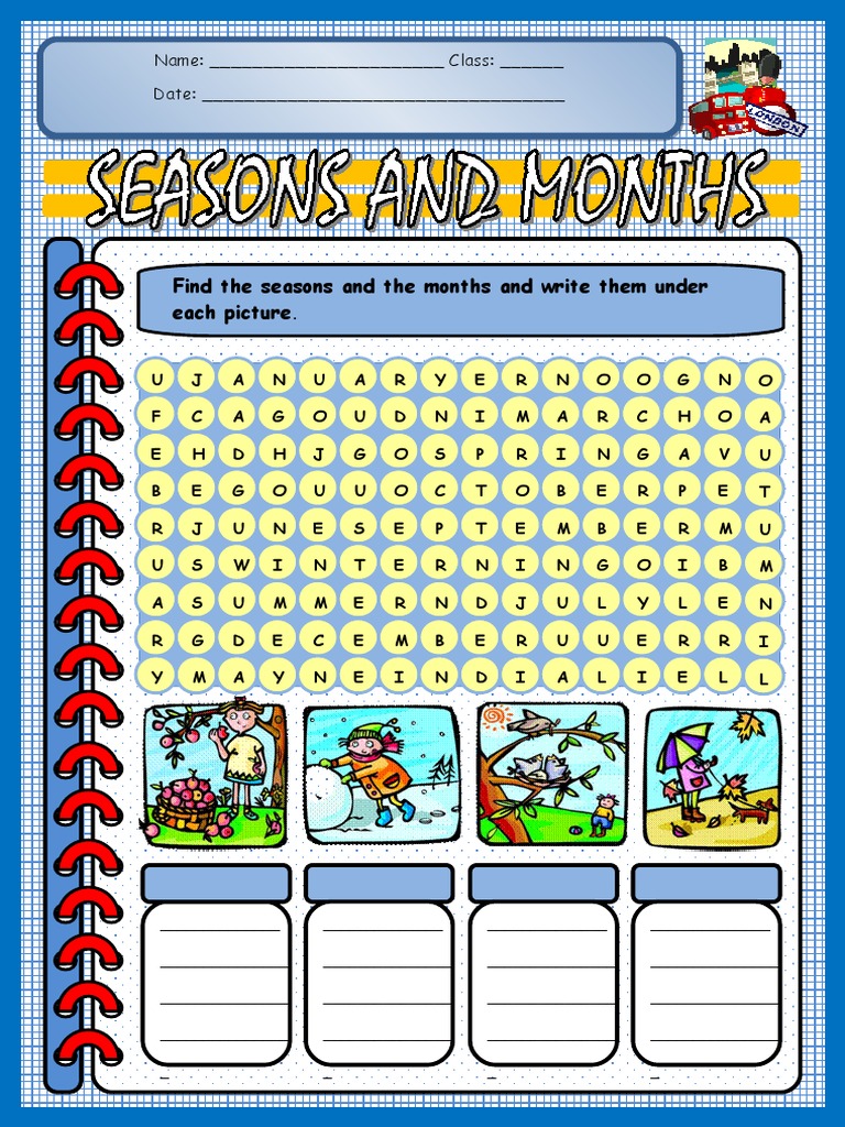 Months and Seasons Activity | PDF | Sports & Recreation