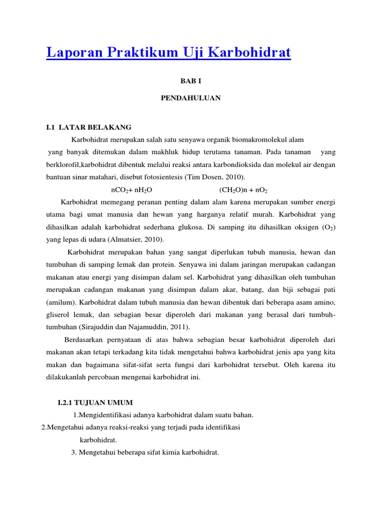 Laporan Praktikum Uji Karbohidrat