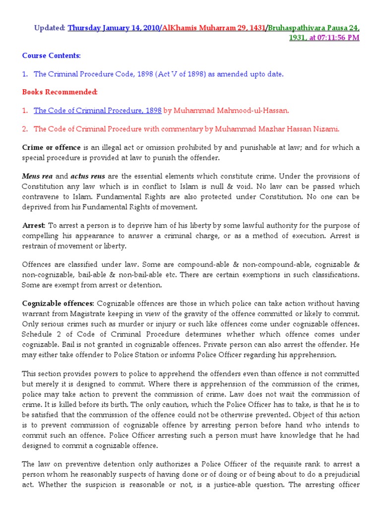 The code of criminal procedure 1898 pdf bail arrest