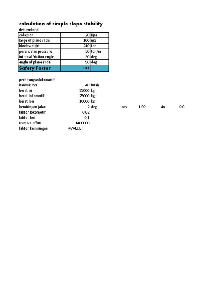 Simple Slope Stability Calculation | PDF