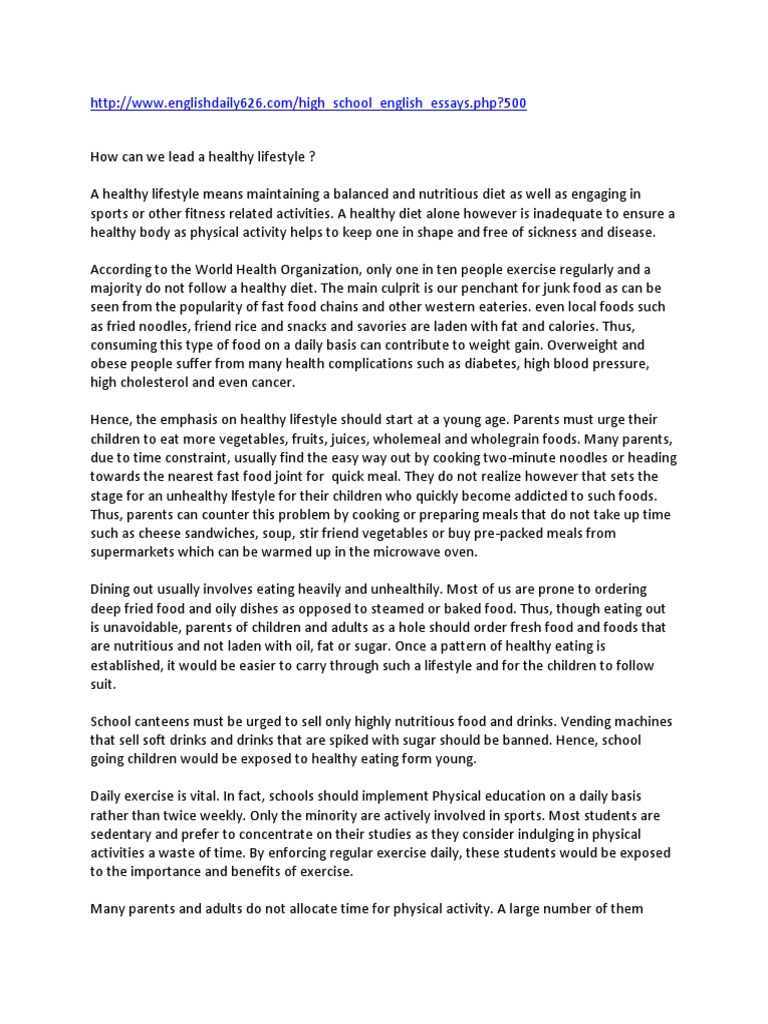 how do you write a healthy lifestyle essay