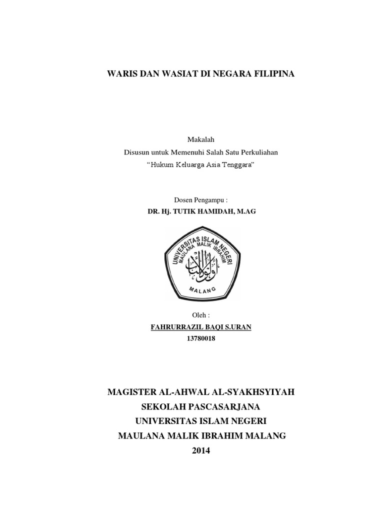 Tugas Hukum Keluarga Asia Tenggara Fahrurrazil Baqi S Uran