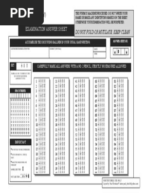Test-Drill Examination Answer Sheet
