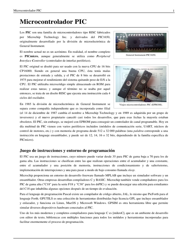 Guía de Microcontroladores PIC | PDF | Microcontrolador Pic | Áreas de ...