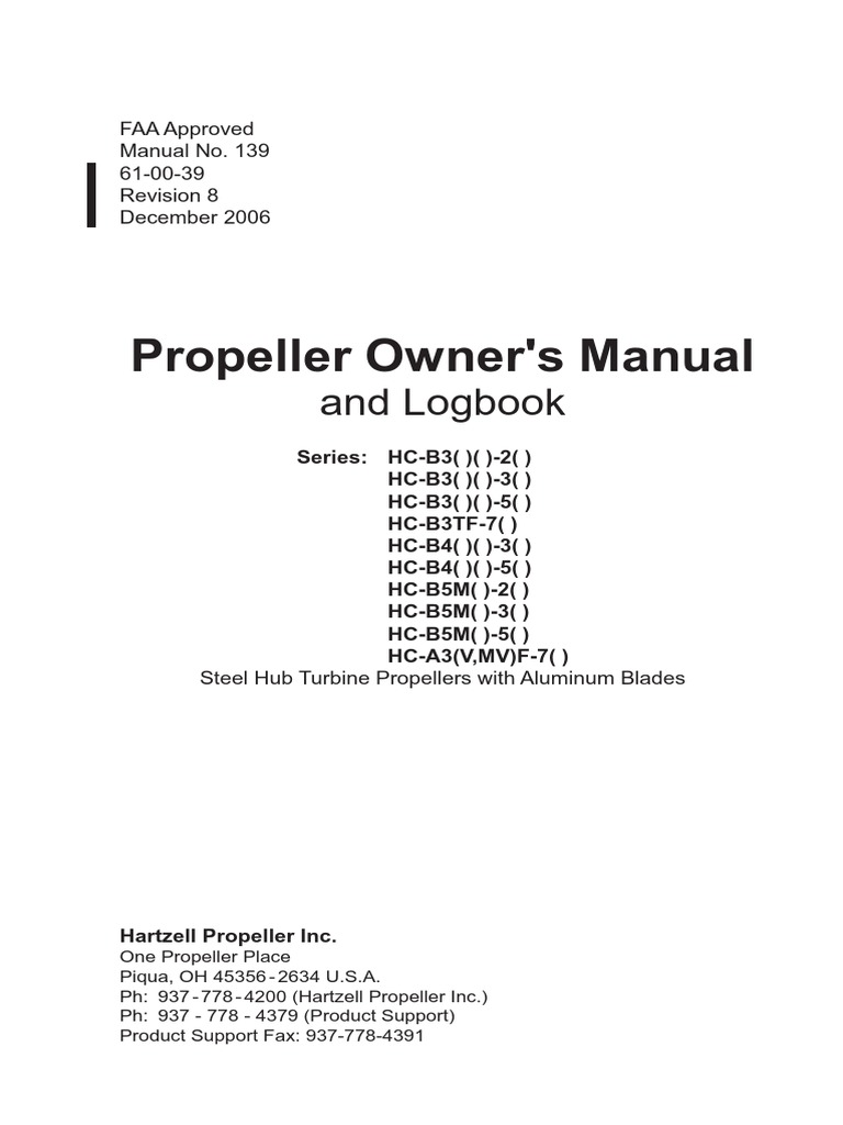 MANUAL HÉLICE HARTZELL 139-0000-A.pdf | Aircraft | Engines
