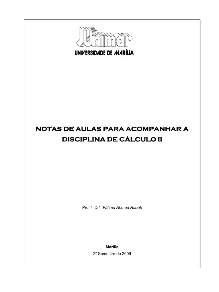 Cálculo II - Apostila 2009 - Fátima Ahmad Rabah PDF | PDF | Derivado ...