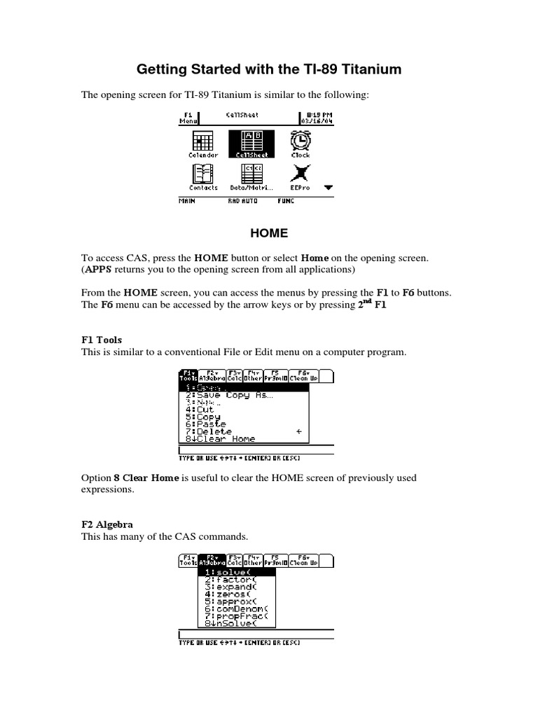 Getting Started With The TI89 Titanium PDF Equations Areas Of Computer Science
