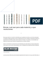 Brocas, Cual Usar para Cada Material y A Que Revoluciones - MonTec PDF