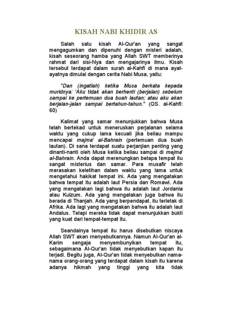 Dokumen Serupa Dengan Kisah Nabi Khidir As
